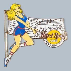 Hard Rock Pin 2005 Salt Lake City Volleyball Girl Music Note Net